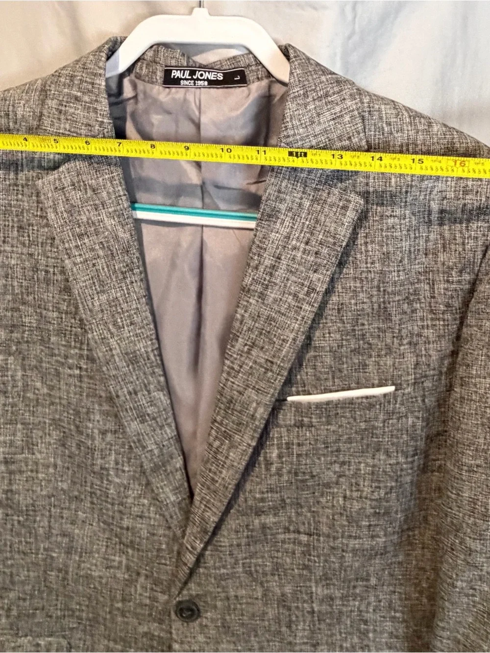 Paul Jones Men’s Gray Blazer Sport Coat Size L Textured Two Button Jacket 40-42